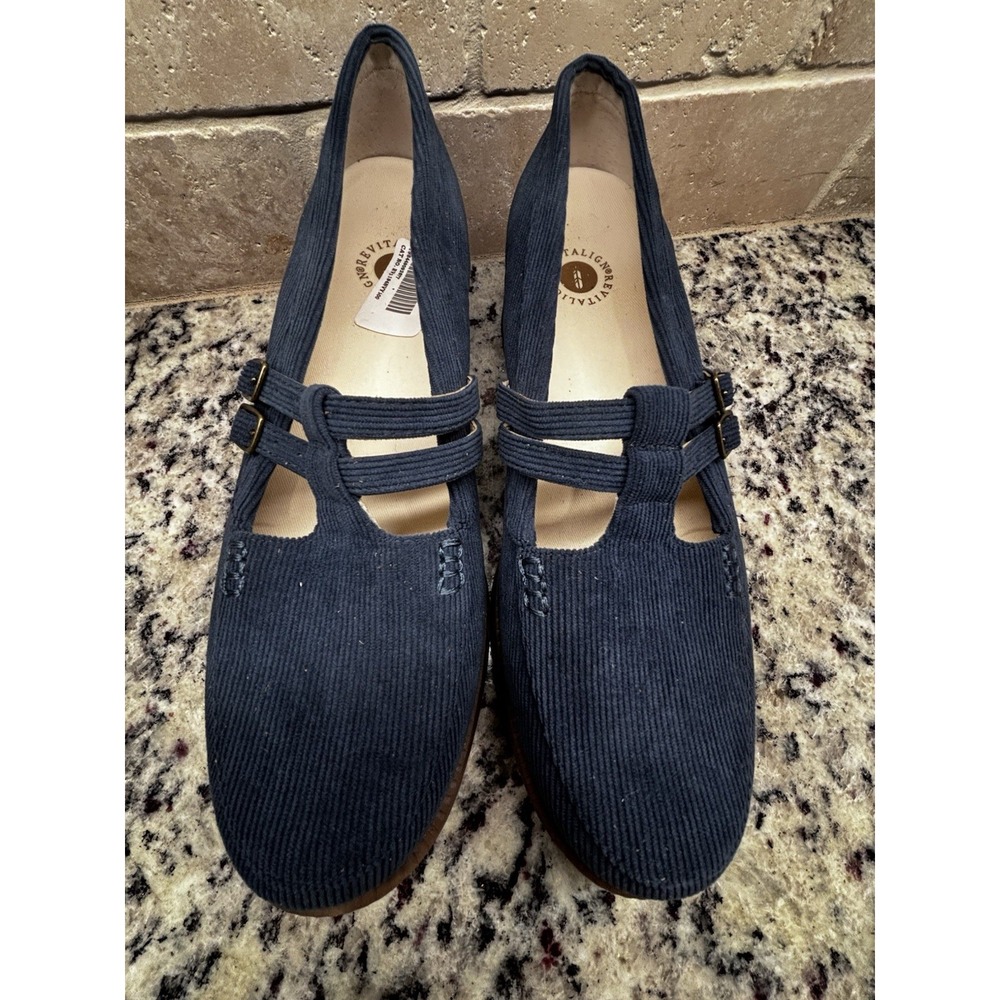 Revitalign Maple Navy Corduroy Mary Jane Chunky Loafer Women's Size 10 New W/Tag